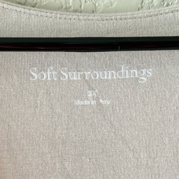 Soft Surrounding 3/4 Sleeve Alyssa Knit Faux Wrap Faded Taupe Top - Picture 7 of 8